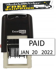 ExcelMark Paid Self-Inking Rubber Date Stamp Compact Size Black Ink