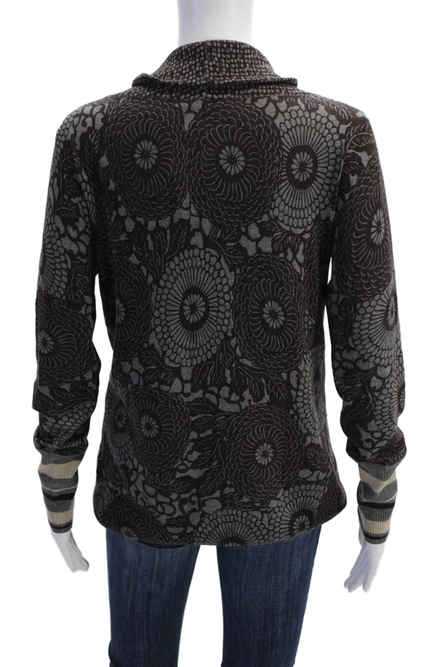 Suéter Suéter Kenzo Para Mujer Tejido Estampado Abstracto Capucha Cuello Marrón Talla M Foto 3 de 4