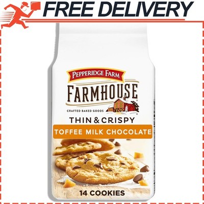 Pepperidge Farm Farmhouse Thin & Crispy Toffee Milk Chocolate Cookies, 6.9oz Bag