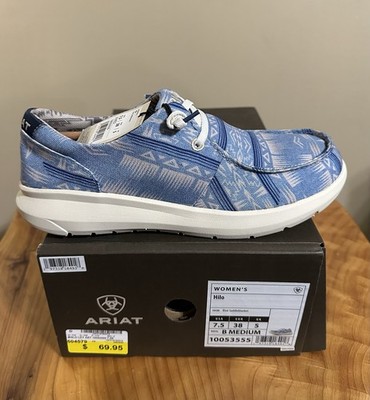 New Ariat Women s Size:7.5 Hilo Blue Saddleblanket Hey Dude Copy Slip On Shoe