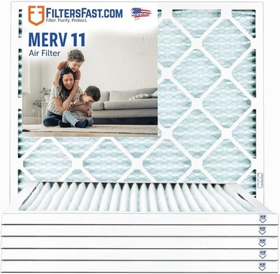 Filters Fast 14x24x1 MERV 11 Pleated HVAC AC Furnace Air Filters 6 Pack