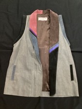 Vintage Southwestern Boho Caliente Colores Denim Suede Vest Womens Small