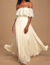 Lulus Everlasting Love Lace Off The Shoulder Gown Ivory size medium NWT