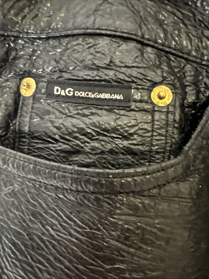 Брюки мужские DOLCE & GABBANA черные искусственная кожа размер 30 X 31 - Изображение 4 из 4