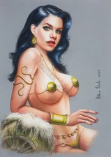 Dejah Thoris original art pastel drawing comic pinup fantasy by Timar A4