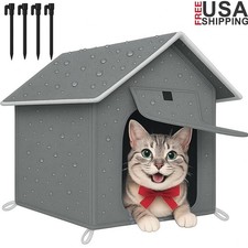 Waterproof Outdoor Cat House Insulated Portable Pet Shelter Small Animals New