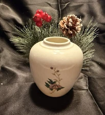 Vintage Takahashi Japan Porcelain Bud Vase Ivory Floral 4.5 Inch Mid Century