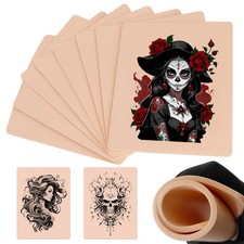Sotica 8pcs 3mm Tattoo Practice Skins, 6x8" Fake Tattoo Skin Silicone, Realis...