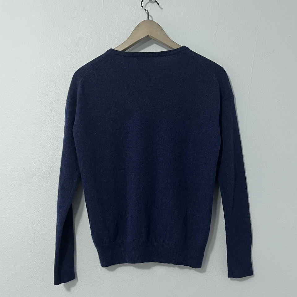 Suéter Blanco + Warren Essentials Para Mujer XS Azul Marino Cachemira Cuello en V Pullover Foto 4 de 4