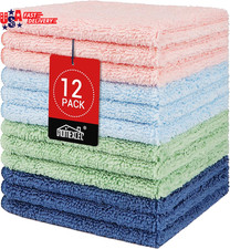 Microfiber Washcloths 12 Pack, Highly Absorbent and Soft Face Towel, Multi-Purpo