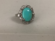 Vintage/Antique sterling silver turquoise filigree ring , size 9.5