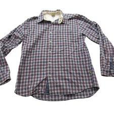 The North Face A5 Series Mens Medium Plaid Button Down Shirt Navy Blue Red