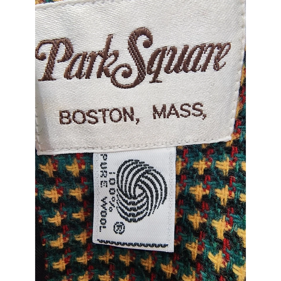 Conjunto de Traje Blazer de Lana Cuadrado Park Vintage Falda con Cinturón Talla M Verde Colorido Años 70 Foto 4 de 4