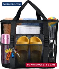 Large Mesh Beach Bag - Lightweight Foldable Family Beach Bag with 9 Pockets fo