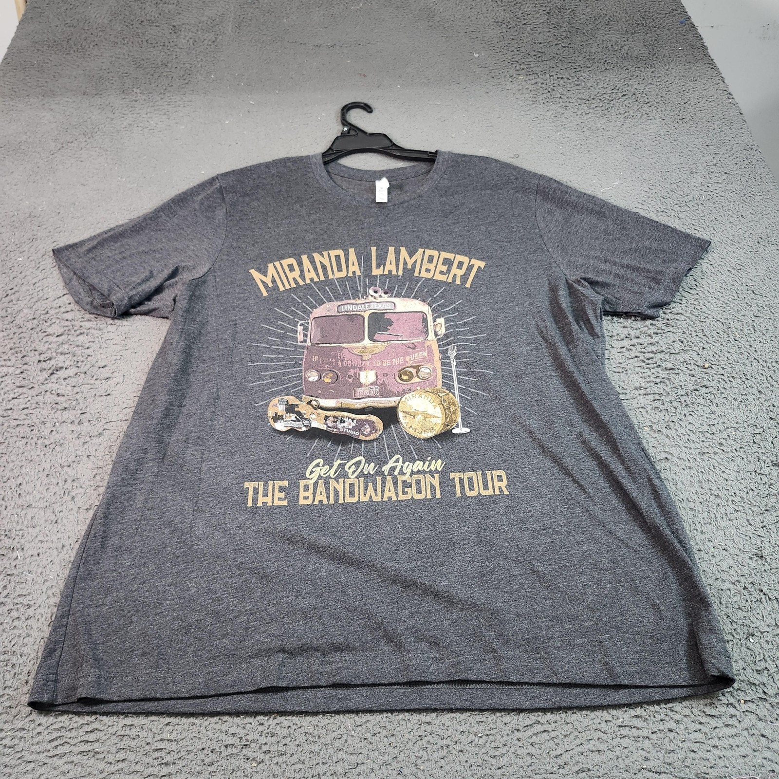 Miranda Lambert Shirt Mens 2XL Gray Get On Again Bandwagon Tour Tee Bella Canvas