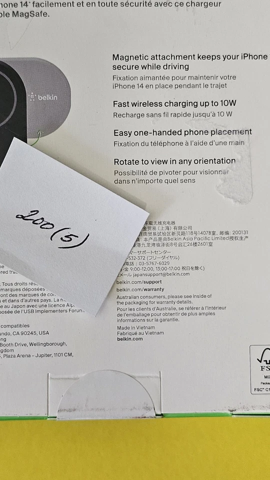 Cargador de coche inalámbrico Belkin BoostCharge magnético RÁPIDO para iPhone 16 15 14 Foto 4 de 4