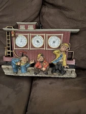 Vintage Thermometer Hygrometer Barometer Weather Train Station Plastic Frame