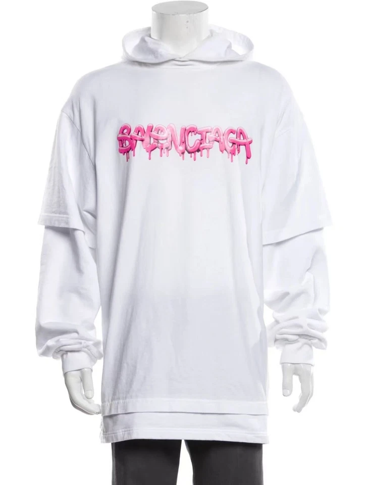 Sudadera con Capucha Balenciaga 2022 Doble Manga Larga Logo Chicle Talla XS Original $1250 Foto 2 de 4