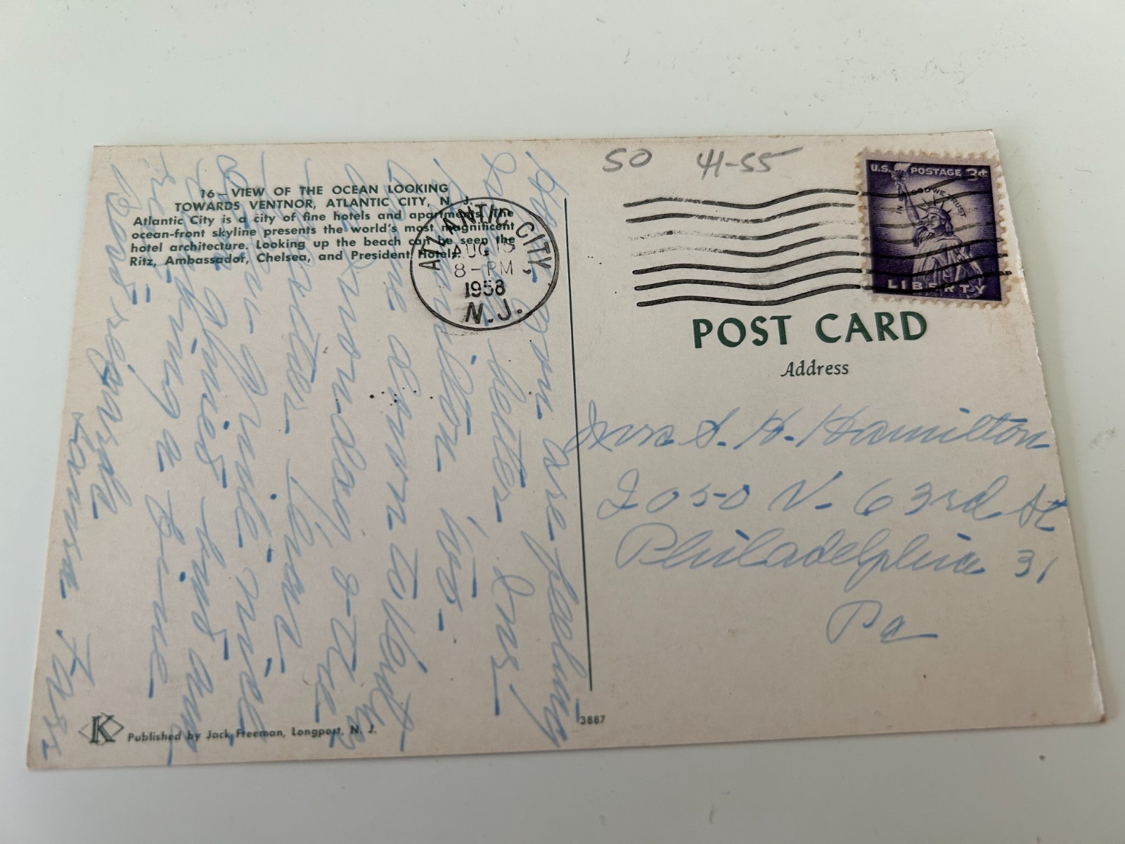 View of the Ocean Looking Towards Ventnor Atlantic City New Jersey NJ Postcard