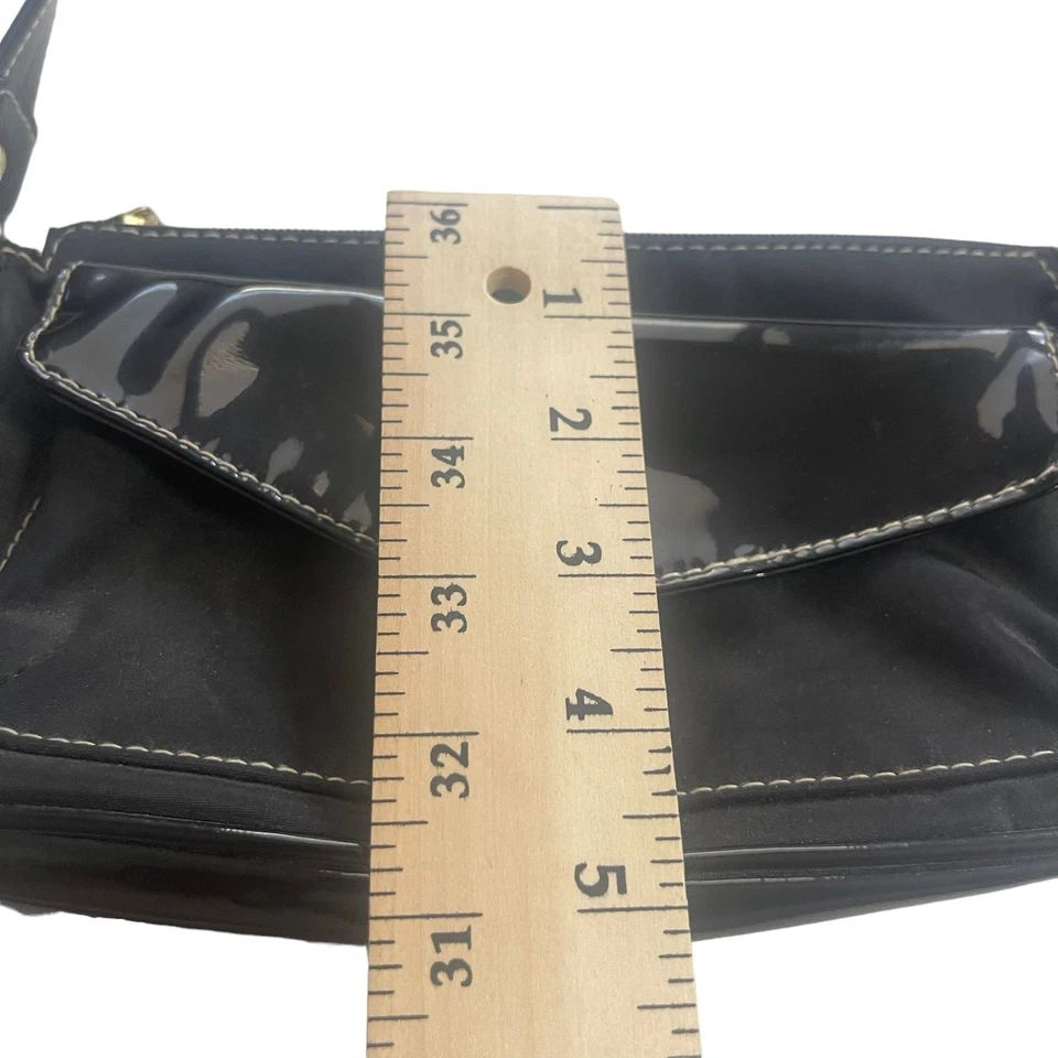 Isaac Mizrahi черный лакированная кожа Y2k маленькая наплечная сумка сумочка - Изображение 4 из 4