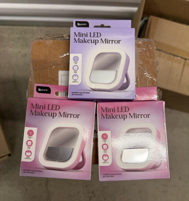 Lot of 3 b.pure Mini LED Makeup Mirrors Lighted Portable Vanity Mirrors New