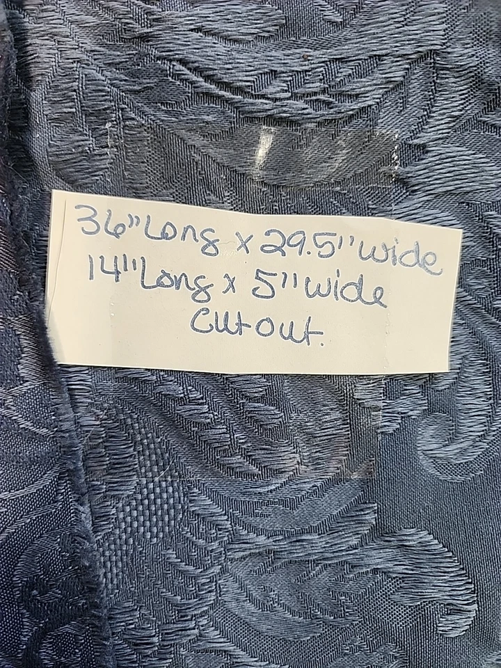 BLUE Damask Pattern Texture Sewing Upholstery Fabric 29.5w"x36 Vintage Used Cut  - Image 3 of 4