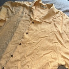 Tommy Bahama Hawaiian Shirt 100 Silk Orange Short Sleeve Button Up Mens XL