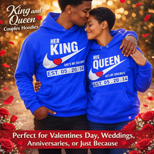 Sudaderas con capucha para parejas King and Queen | San Valentín, boda y aniversario