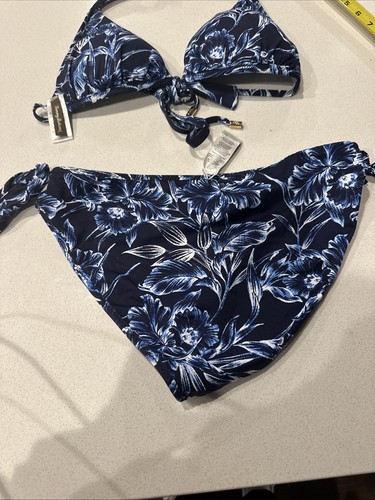 Tommy Bahama Wende-Neckholder-Bikini indigoblau Garten (M) seitlich gebunden (L) - Bild 5 von 9