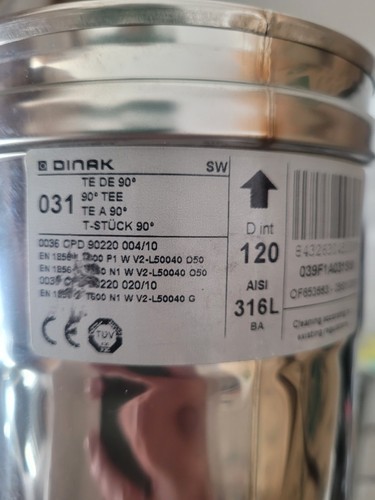 TEE DIAM.INOX x canna fumaria diam. 120 DINAK SW 12031 - Foto 2 di 2