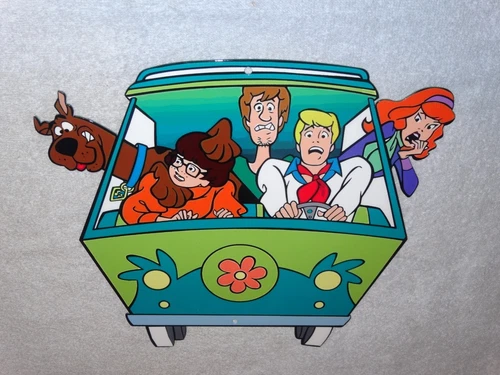 VINTAGE SCOOBY DOO THE MYSTERY MACHINE  12" METAL GASOLINE VW BUS TV MOVIE SIGN!