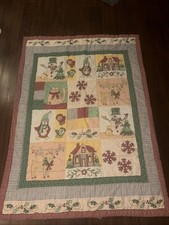 Christmas Holiday Quilt 68 X 48 Deer Penguin Snowman Snowflake Patchwork Limited