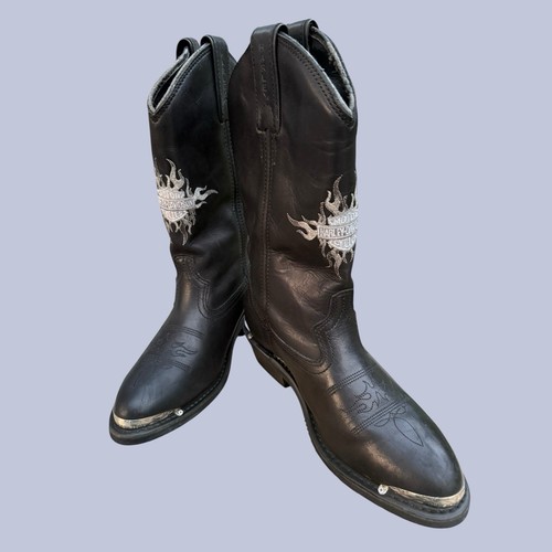 Women’s Sz US 7 Harley Davidson 82074 Amarillo Western Black Riding Cowboy Boots - Picture 8 of 16