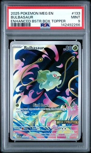 2025 POKEMON MEG EN-MEGA EVOLUTION ENHANCED BOOSTER BOX TOPPER BULBASAUR PSA 9