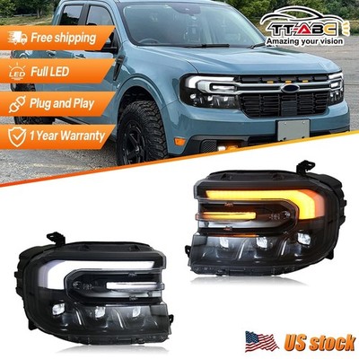 Pair For Ford Maverick XL/XLT 2022-2024 LED Headlight Sequential Signal Headlamp