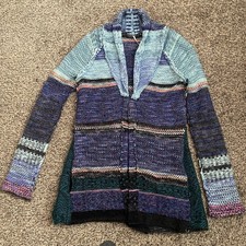 Free People Colorful Long Duster Wool Cotton Blend Cardigan Women  s Sz M