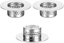 Bathroom Sink Strainer (3 Pack), Bathtub Drain Cover 3x1.97x1.1x0.68, Silver 