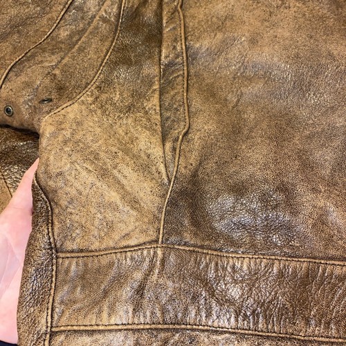 Vintage 80s Mens tagged 40 fits S M Leathertown Bomber Brown Worn Leather Jacket - Picture 15 of 15