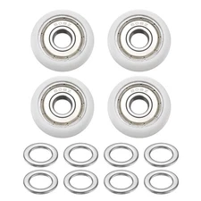 8x28x10mm Ball Bearing Pulley Kit, 4Pcs Nylon Roller Idler Bearing Pulley White