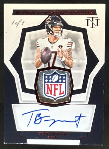 2023 National Treasures Tyson Bagent Rookie Glove Logo NFL Shield Patch Auto 1/1