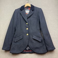 Joules Tweed Jacket UK 10 Navy Wool Parade Hacking Herringbone Country Races