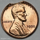 1958 Lincoln Wheat Cent Penny BU Uncirculated Clipped Planchet Mint Error Clip