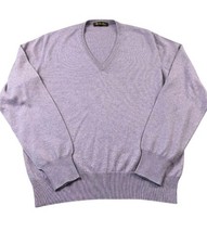 Loro Piana Purple Cashmere Silk V Neck Men  s Sweater Size 52 Mint