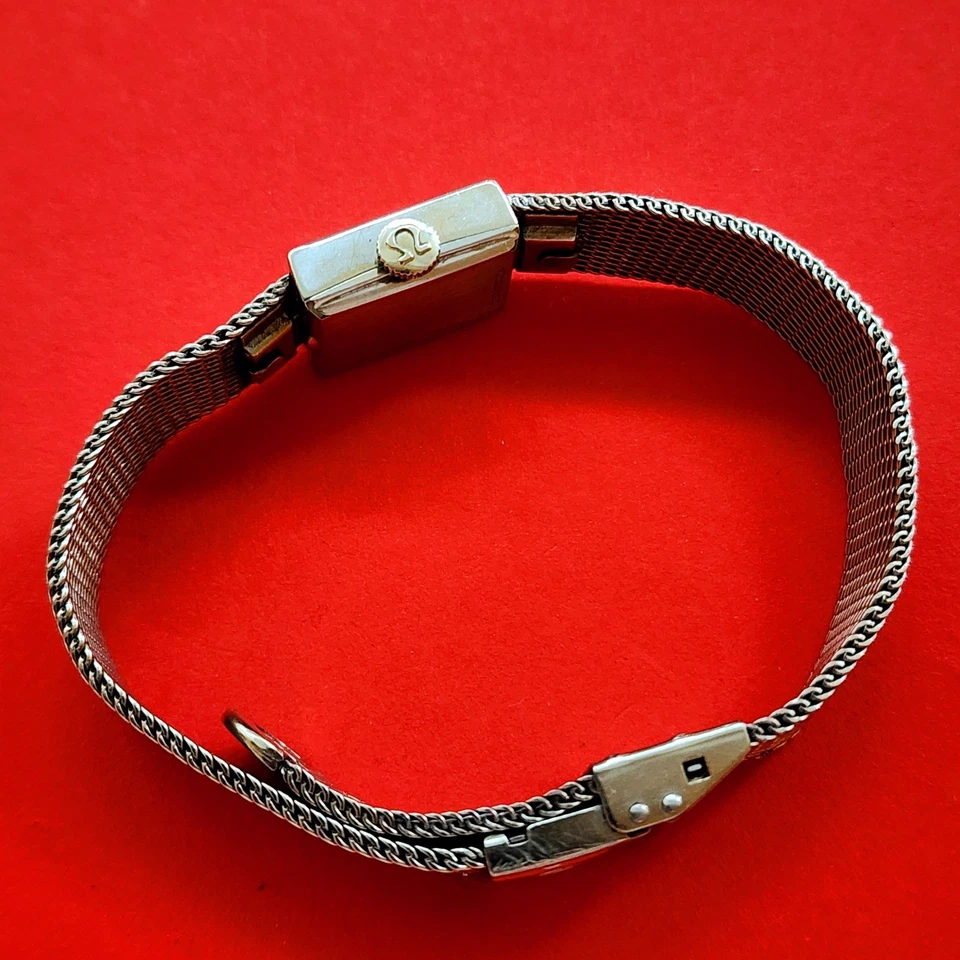 Omega Ladies Tank Watch H5326 Cal 1100 Bracelet White 10KT Gold Filled Repair - Image 4 of 4