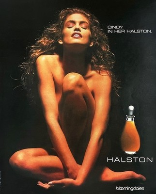 1990 HALSON CINDY CRAWFORD Genuine Vintage Print Ad Fragrance Perfume Sexy