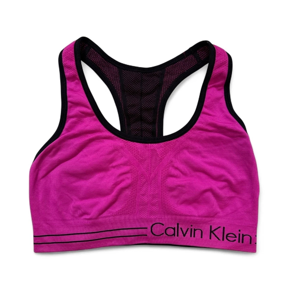 Calvin Klein Performance Reversible Medium Impact Sports Bra in black, pink MED  - Image 3 of 4