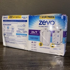 2X Zevo Flying Insect Trap (2 Plug-in Bases + 2 Cartridges) Featuring Blue UV