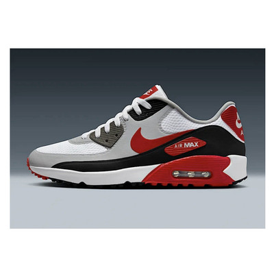 Nike Air Max 90 Men s Low Top Lace-Up Athletic Sneakers White/Red/Black/Grey