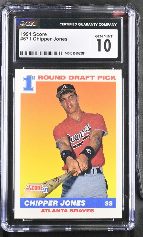 CHIPPER JONES RC 1991 SCORE #671 CGC 10 GEM MINT ATLANTA BRAVES HOF ROOKIE