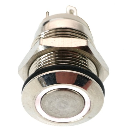 12mm Threaded Metal Pushbutton, Momentary, White LED, 12-24VDC, IP65, SPST - Picture 11 of 12